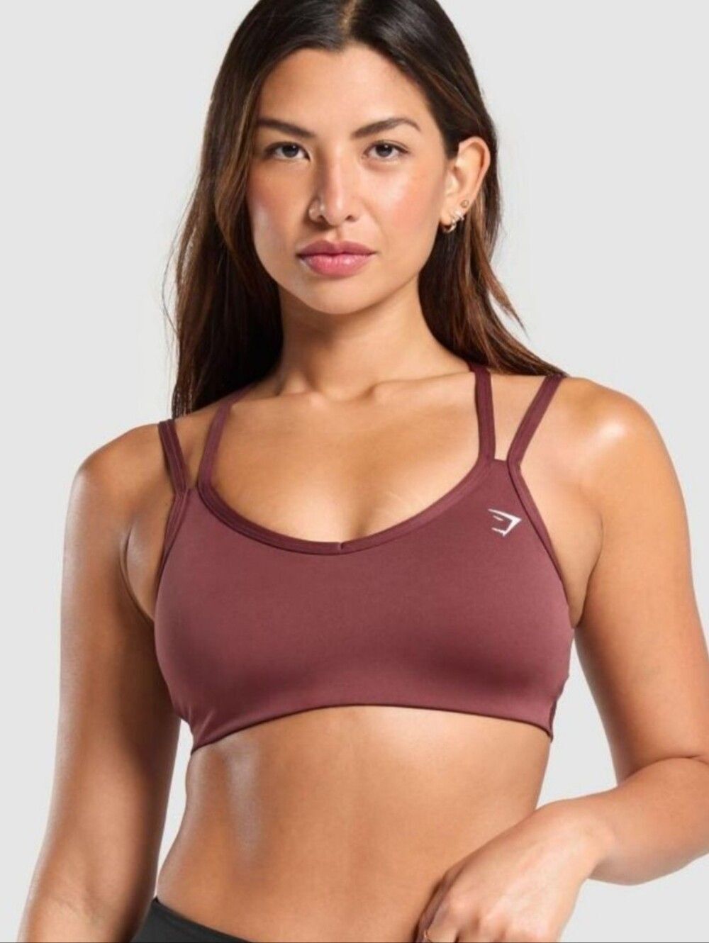 Gymshark Strap Feature Sports Bra Burgundy Brown Medium